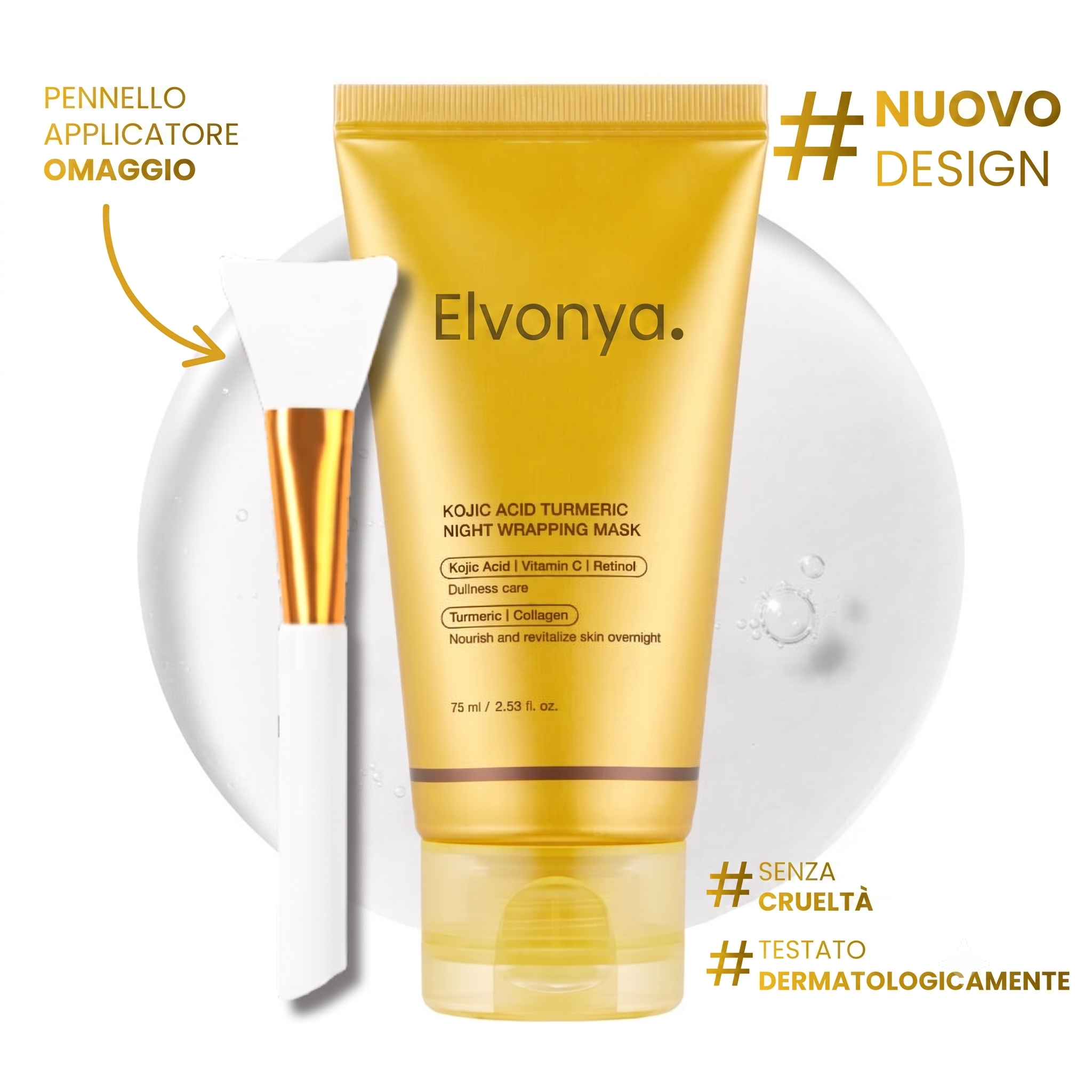 Elvonya – Maschera viso coreana alla curcuma e collagene